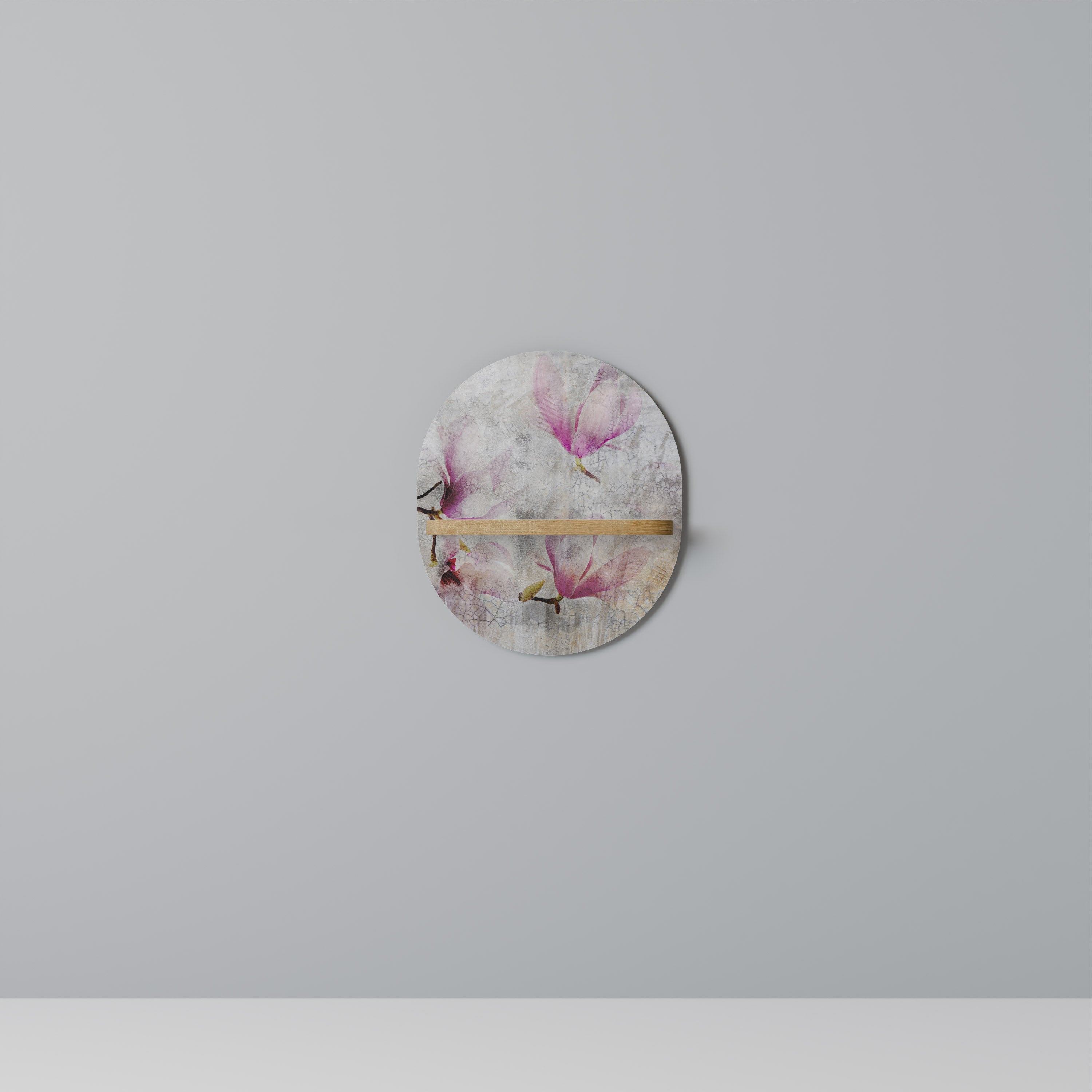 Étagère d'art ovale MAGNOLIA ÉTONNANTE en effet chêne