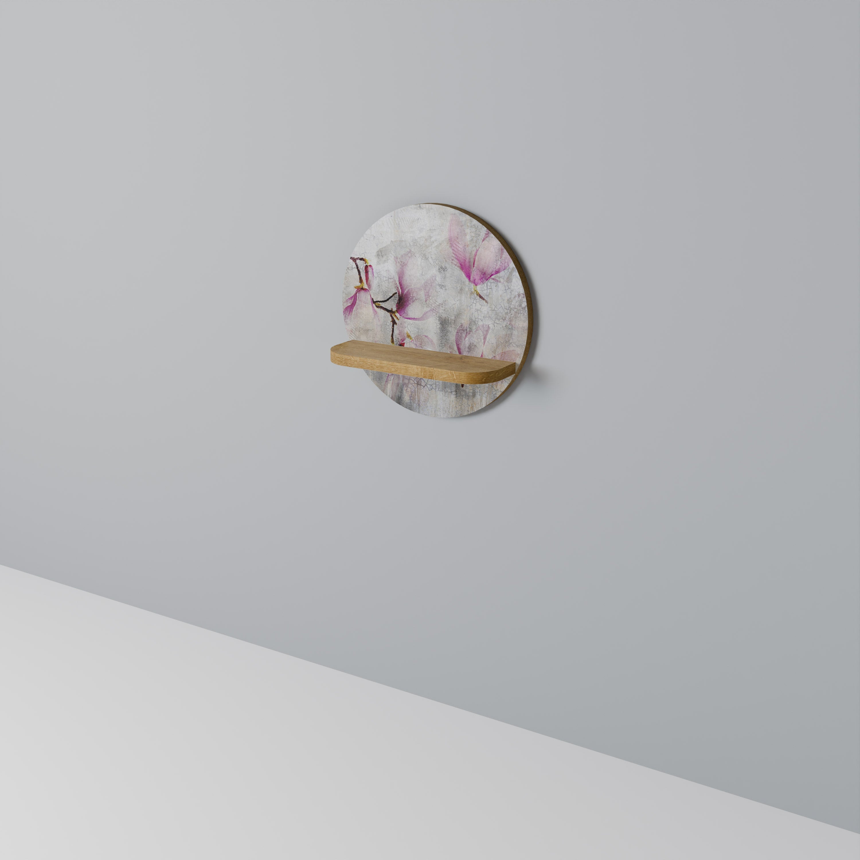 Étagère d'art ronde MAGNOLIA ÉTONNANTE en effet chêne