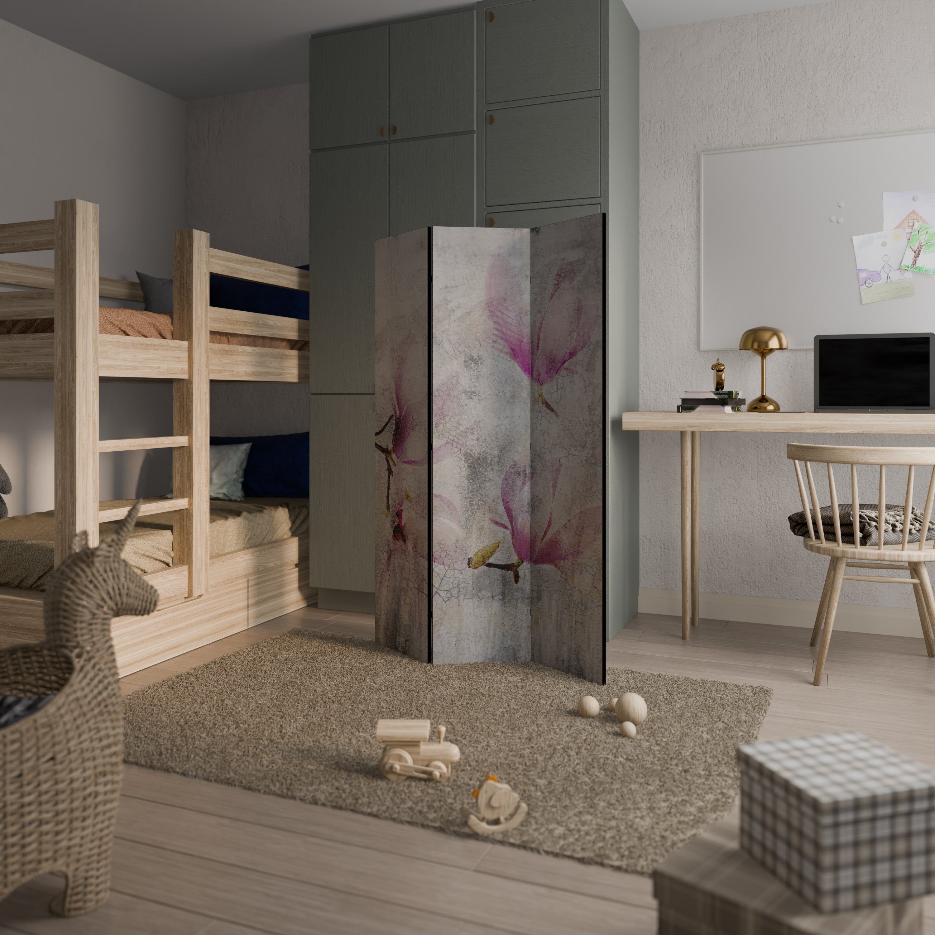 MAGNOLIA ÉTONNANT Paravent décoratif à 3 panneaux