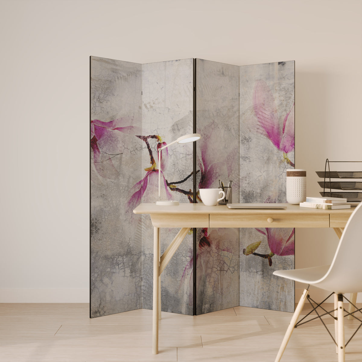 ASTONISHING MAGNOLIA 4-Panel Room Divider