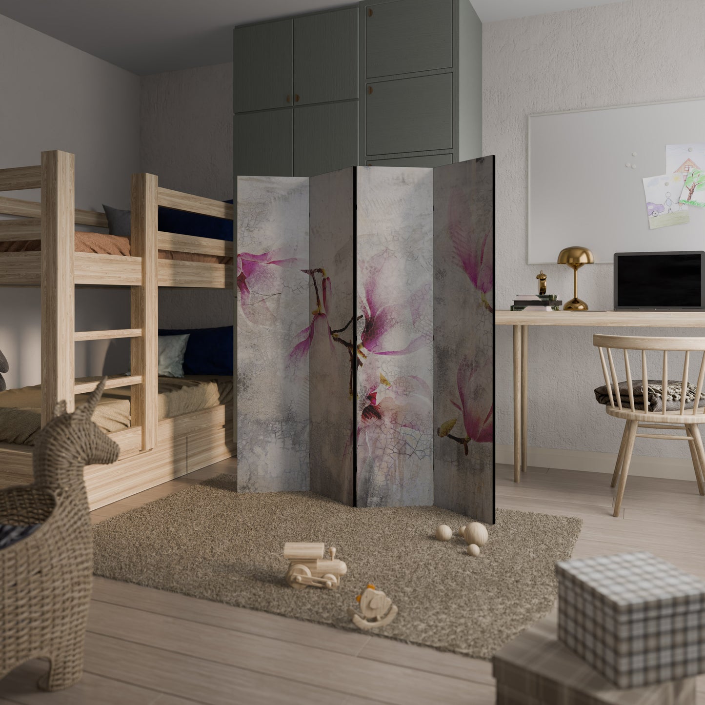 ASTONISHING MAGNOLIA 4-Panel Room Divider
