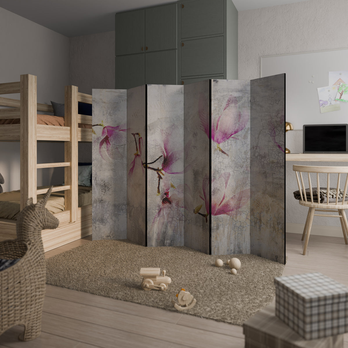 ASTONISHING MAGNOLIA 6-Panel Room Divider