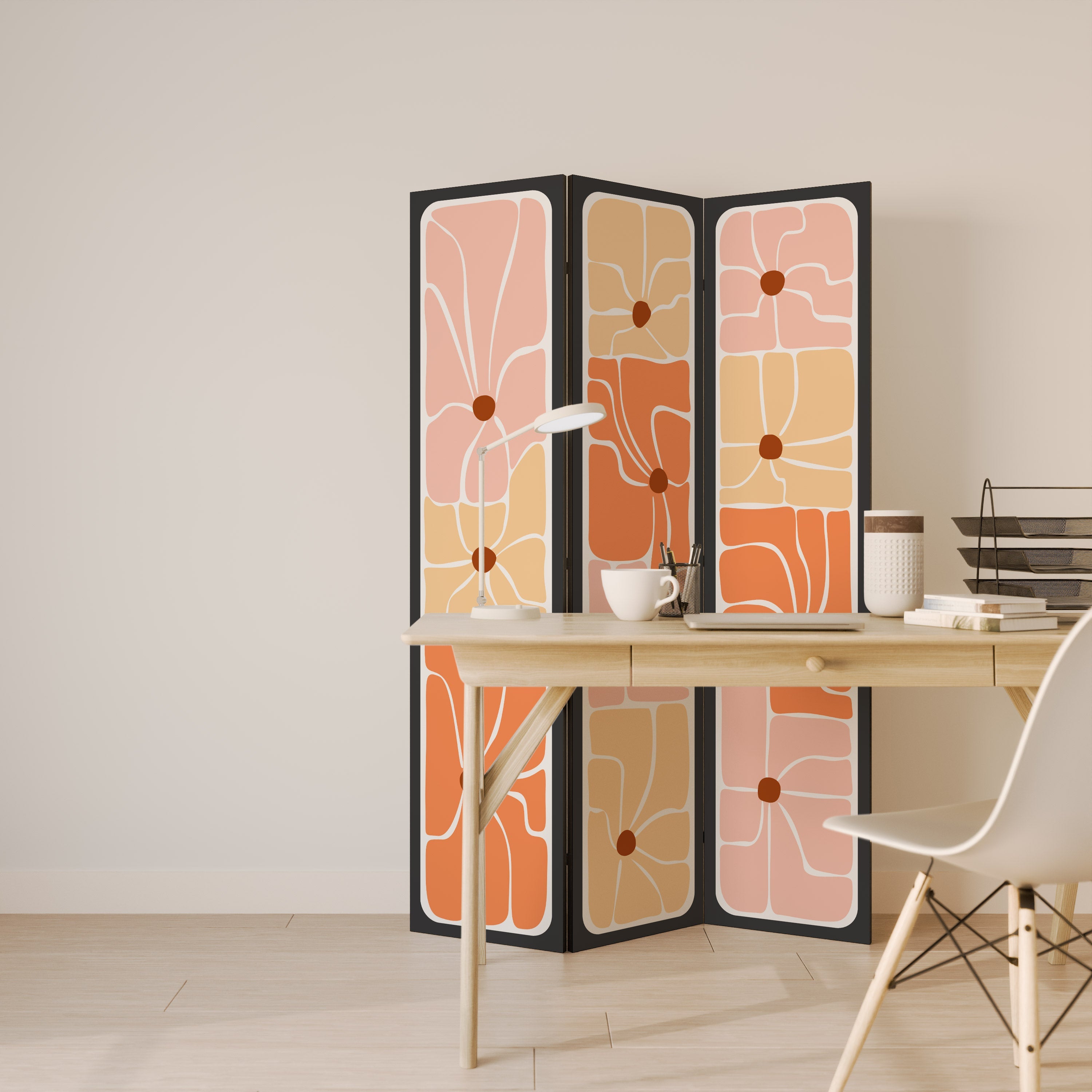 FINE CURRENTS Cloison de séparation décorative à 3 panneaux