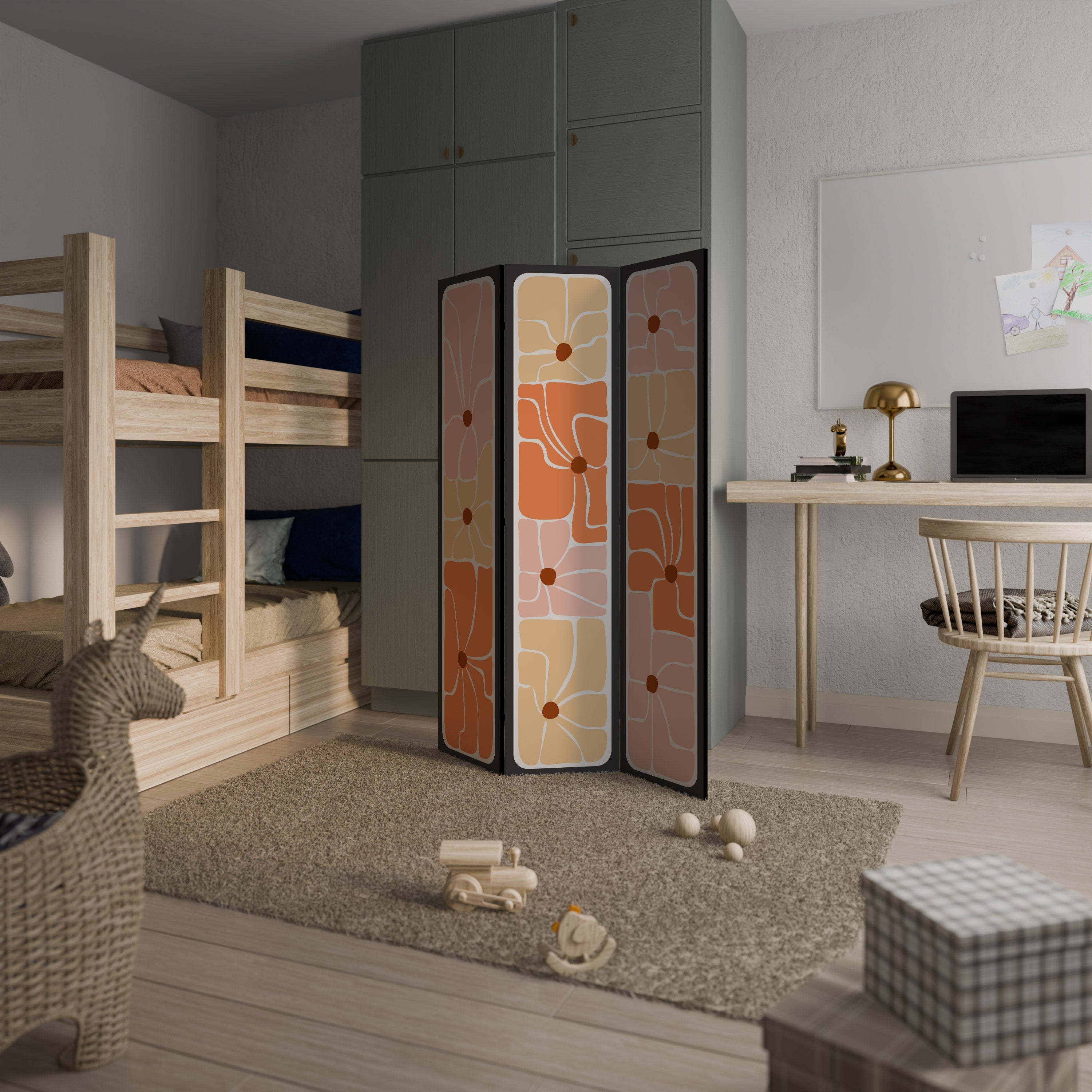 FINE CURRENTS Cloison de séparation décorative à 3 panneaux