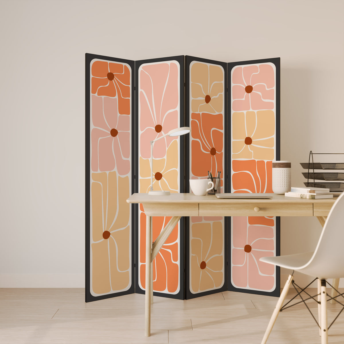 FINE CURRENTS 4-Panel Room Divider
