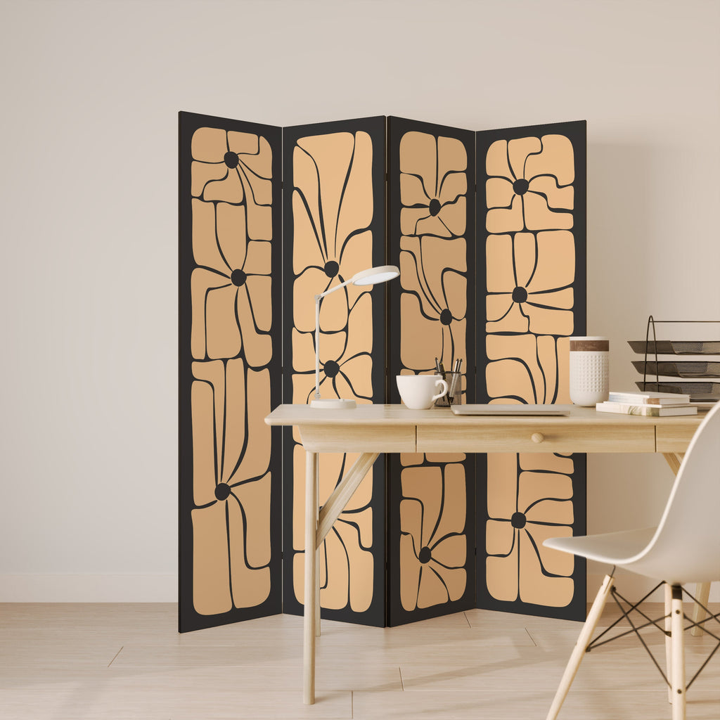 Séparateur de pièce décoratif à 4 panneaux TRANQUIL CURRENTS