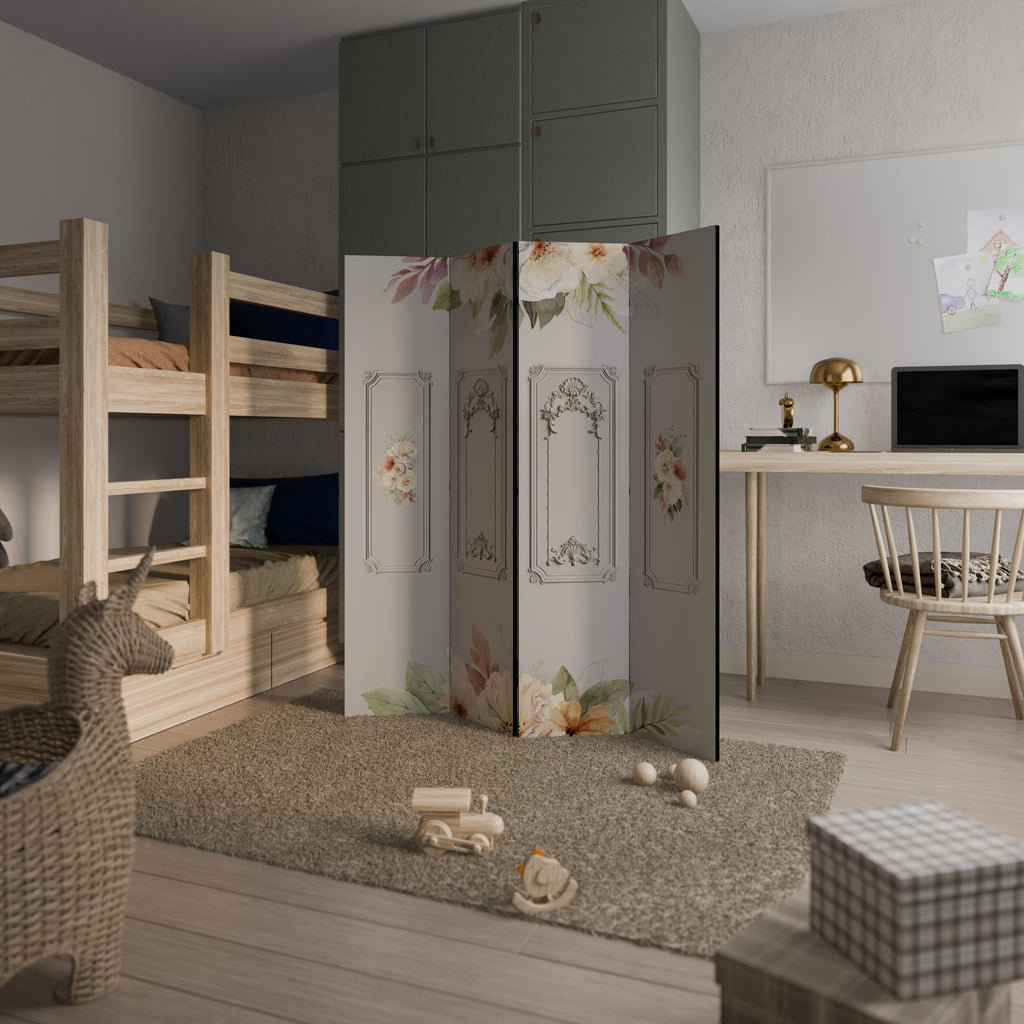 Séparateur de pièce décoratif à 4 panneaux ELEGANT SHIELD