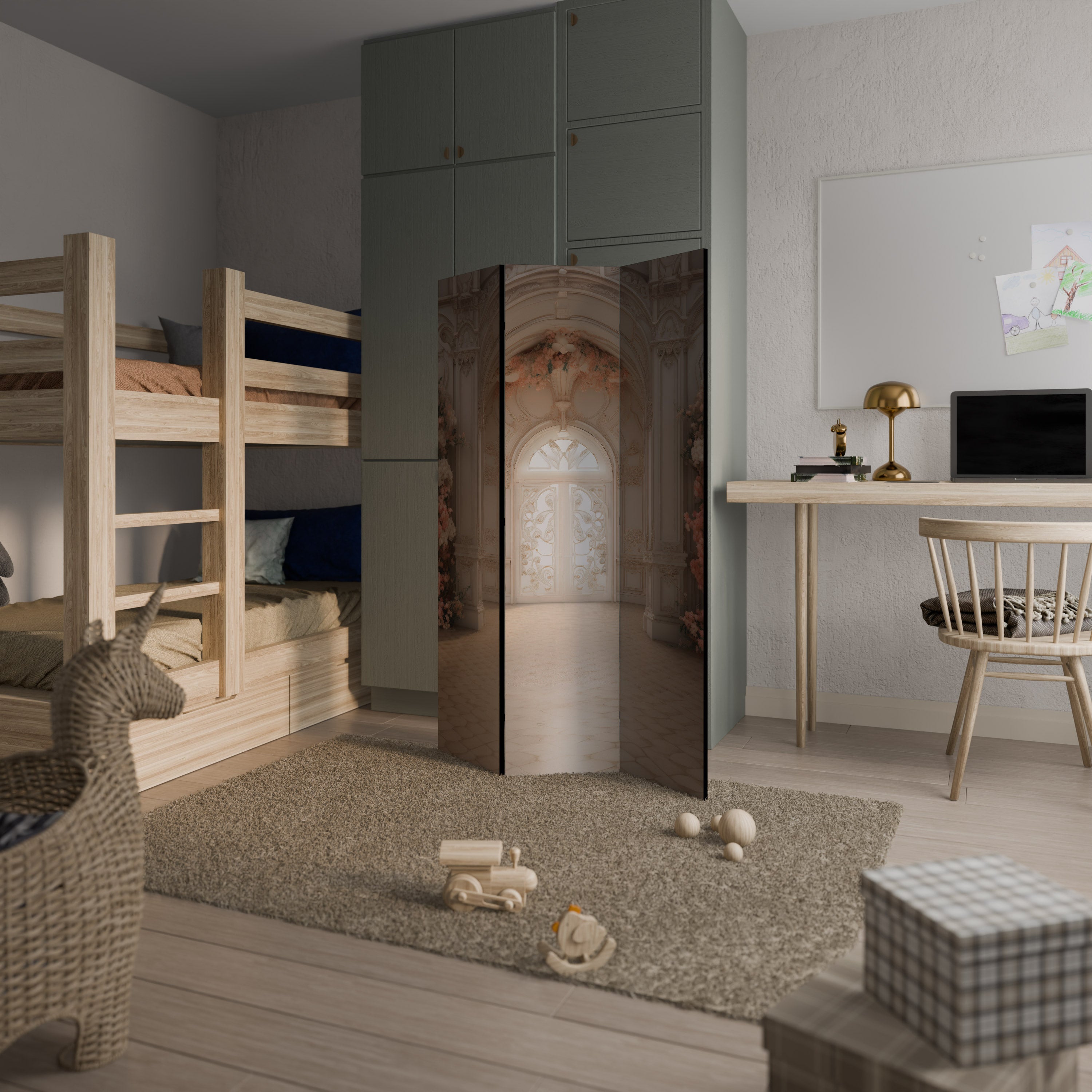 PORTES DE PAYSAGE DE RÊVE VIVID : séparateur de pièce décoratif à 3 panneaux