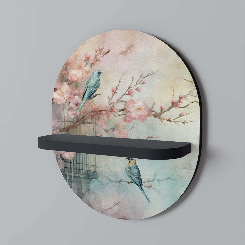 Étagère d'art ovale CHERRY BIRDSONG en finition noire