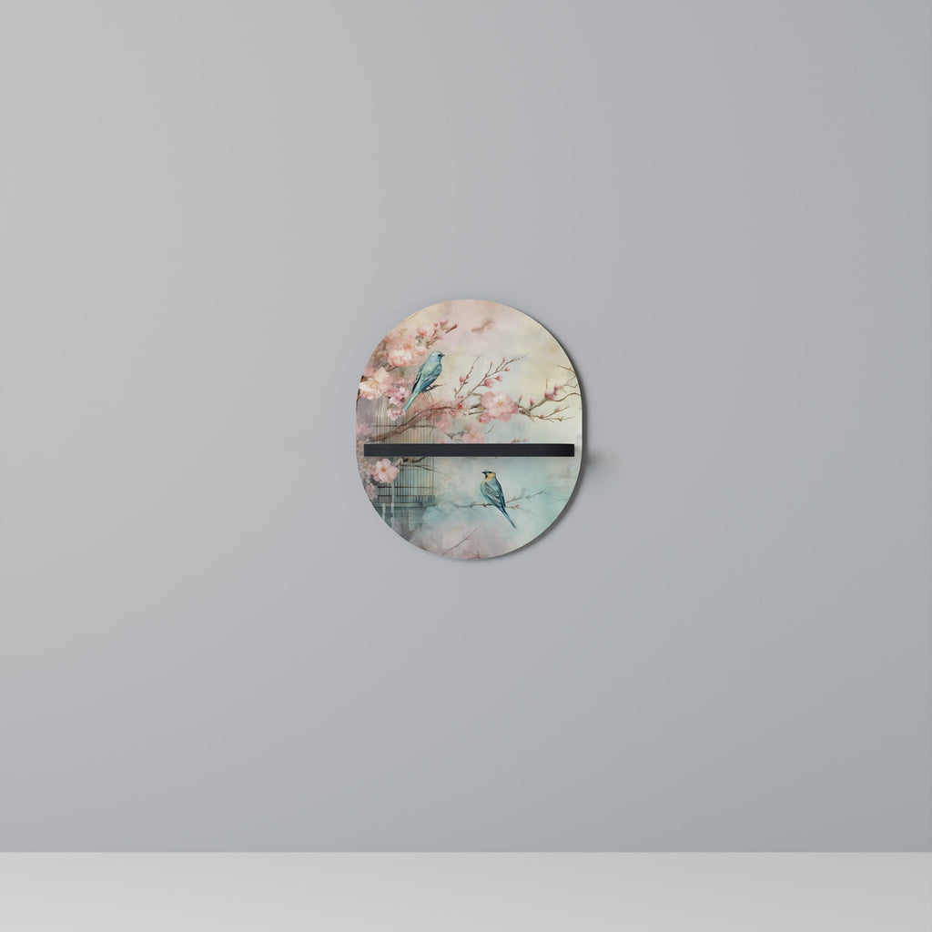 Étagère d'art ovale CHERRY BIRDSONG en finition noire