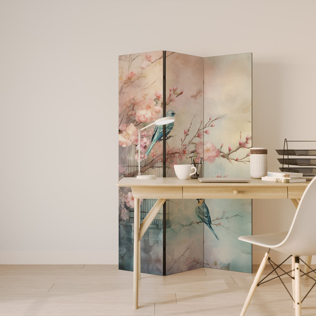 CHERRY BIRDSONG Decorative 3-Panel Room Divider