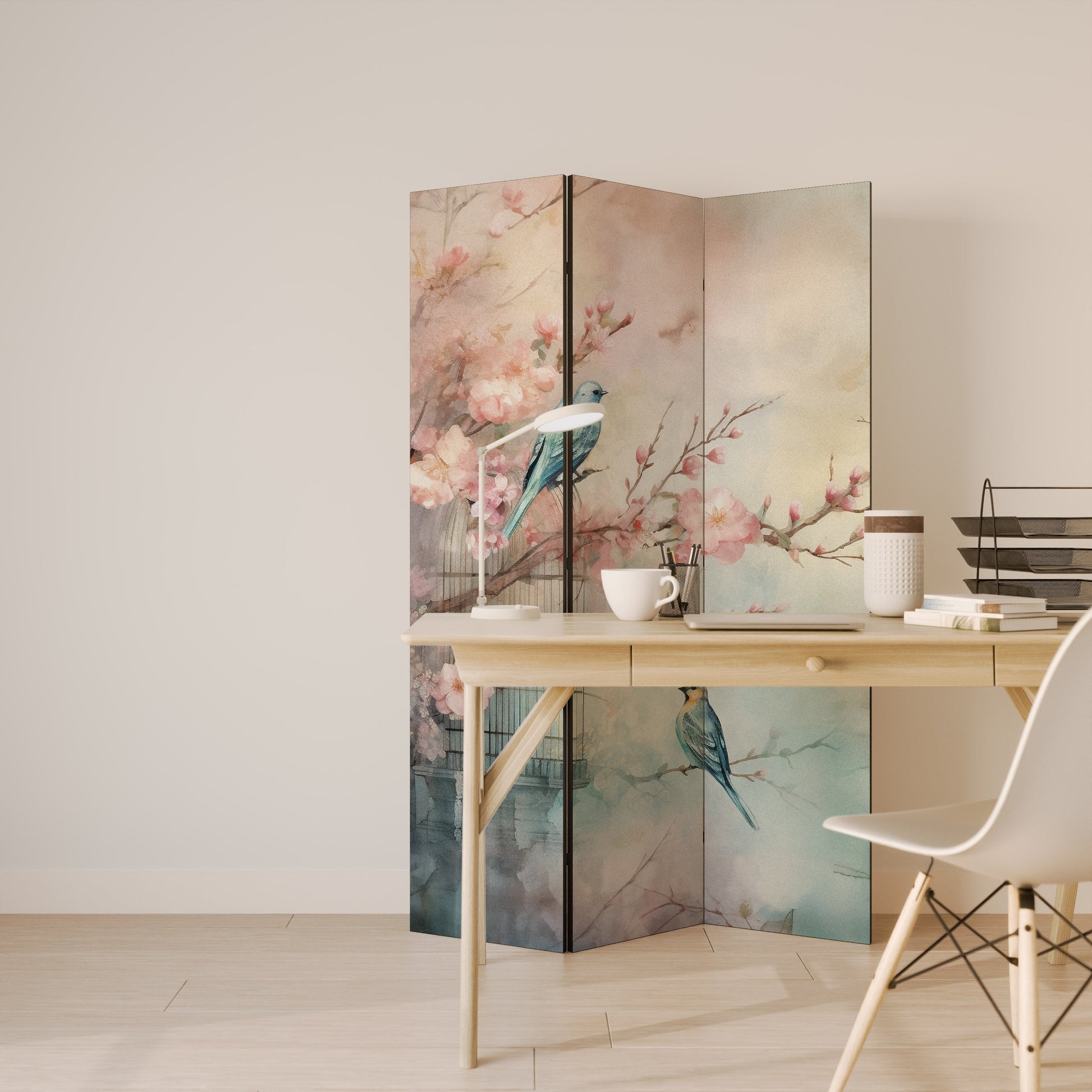 CHERRY BIRDSONG Decorative 3-Panel Room Divider