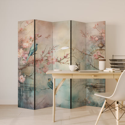 CHERRY BIRDSONG 5-Panel Room Divider