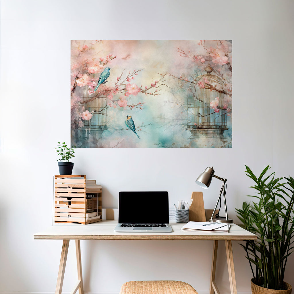 Affiche horizontale autocollante « CHERRY BIRDSONG »