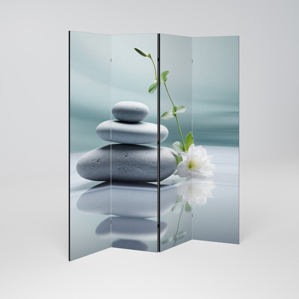 Séparateur de pièce décoratif à 4 panneaux TRANQUIL STONE BALANCE