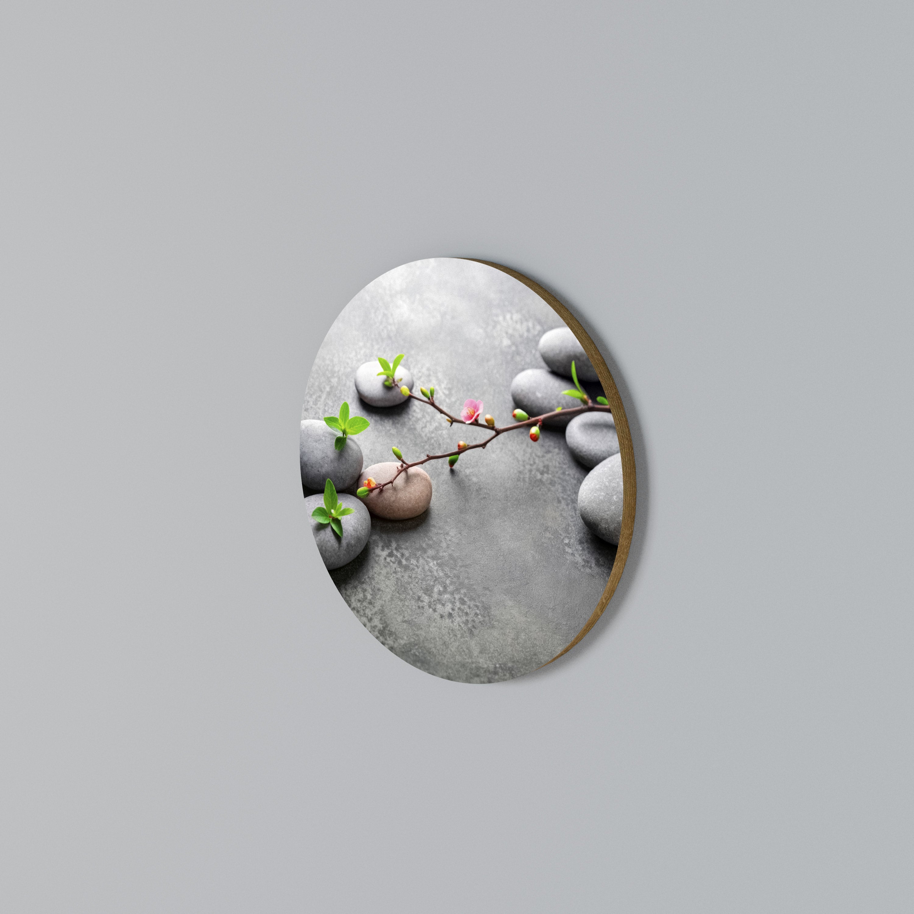 STONES AND BLOSSOMS Round Wall Art