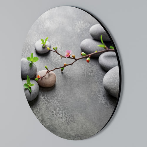 STONES AND BLOSSOMS Round Wall Art