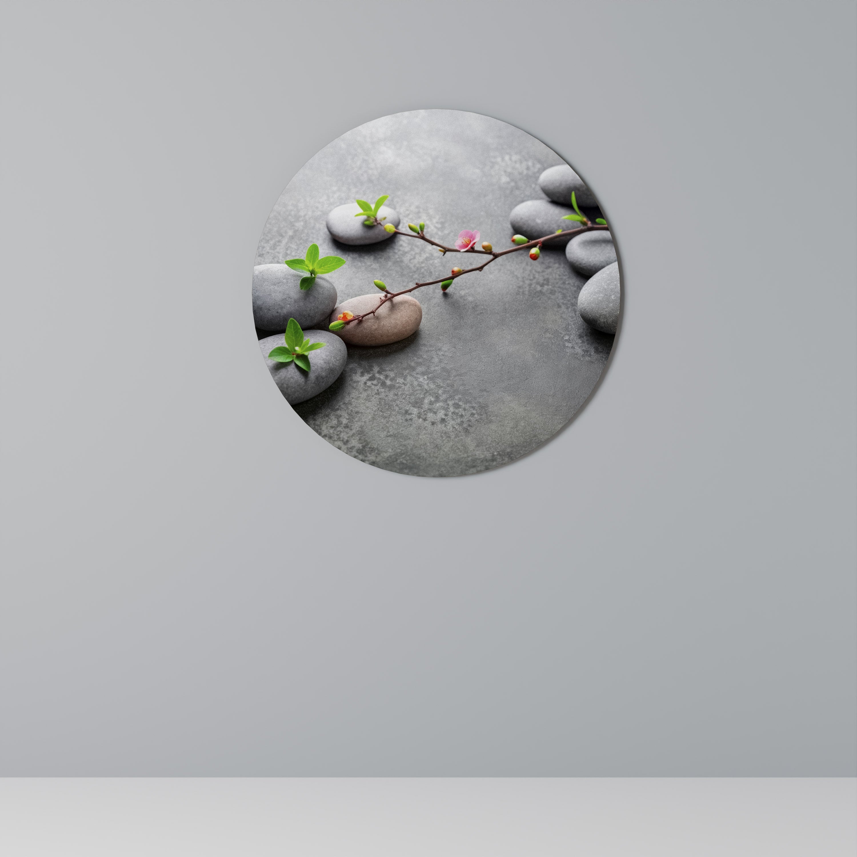 Décoration murale ronde PIERRES ET FLEURS
