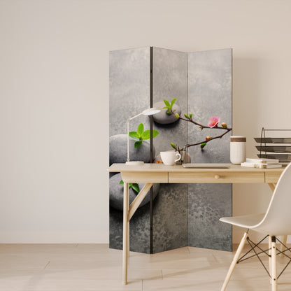 STONES AND BLOSSOMS 3-Panel Room Divider