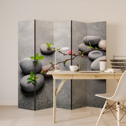 STONES AND BLOSSOMS 5-Panel Room Divider