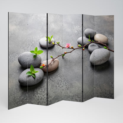 STONES AND BLOSSOMS 6-Panel Room Divider