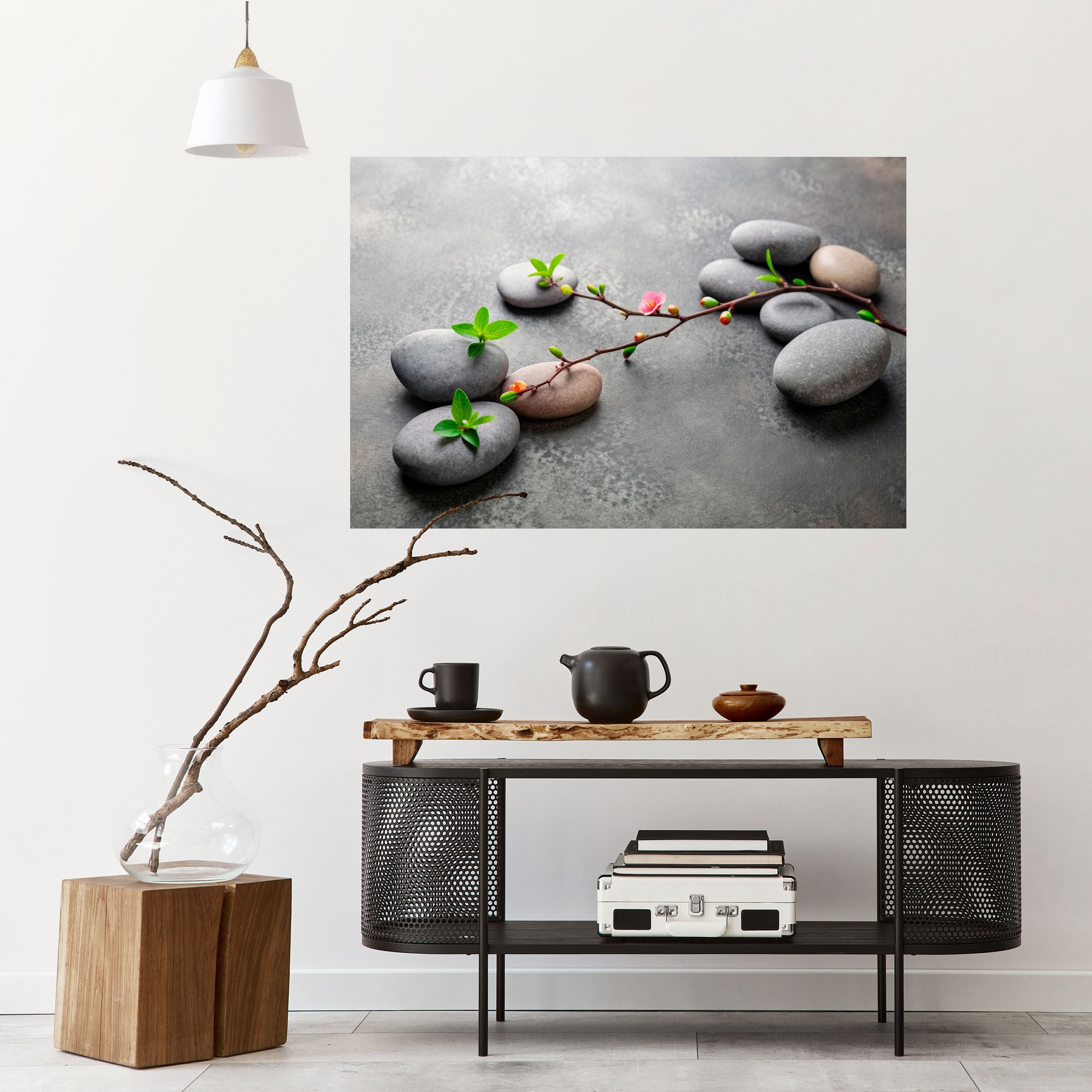 Affiche horizontale autocollante PIERRES ET FLEURS