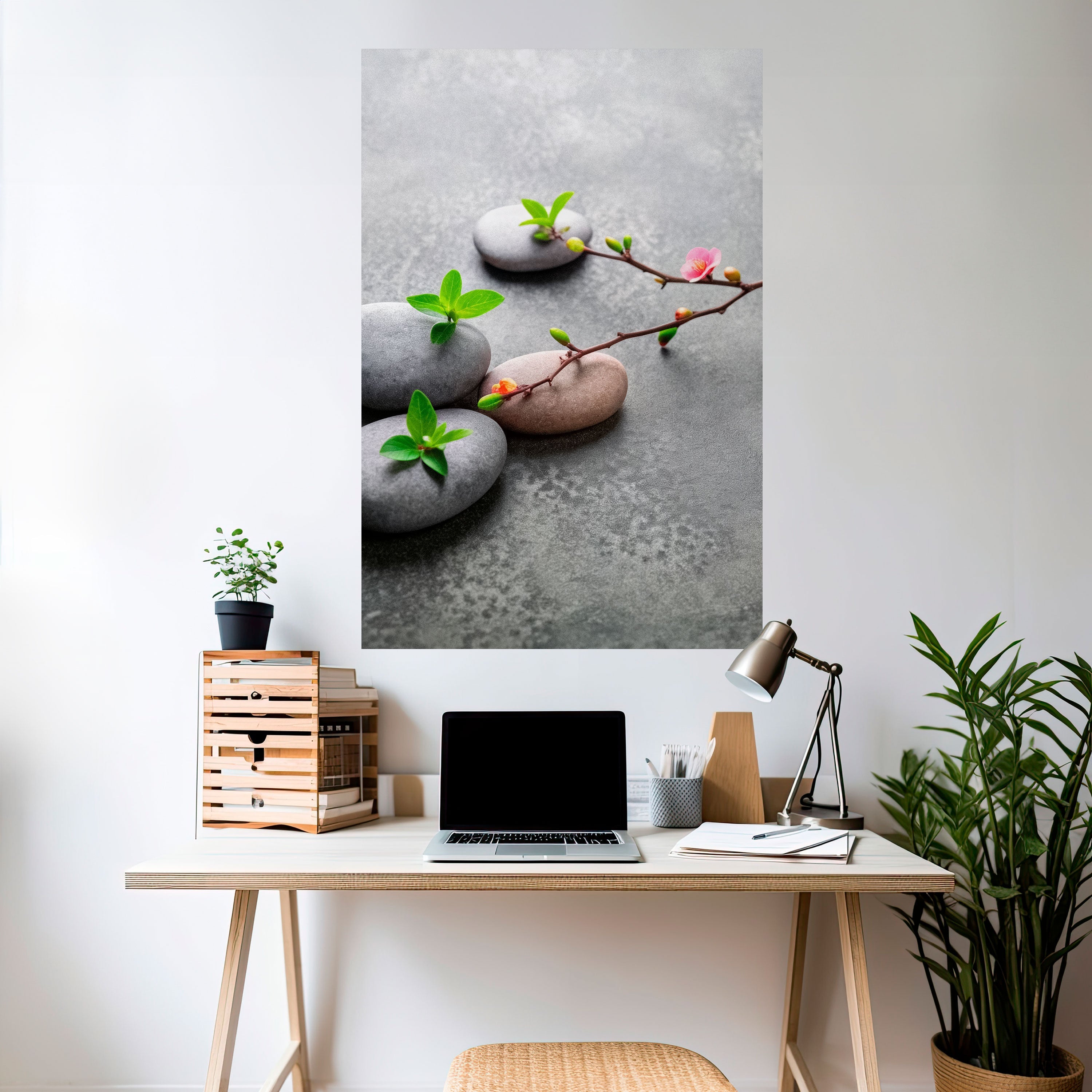 Affiche verticale autocollante PIERRES ET FLEURS