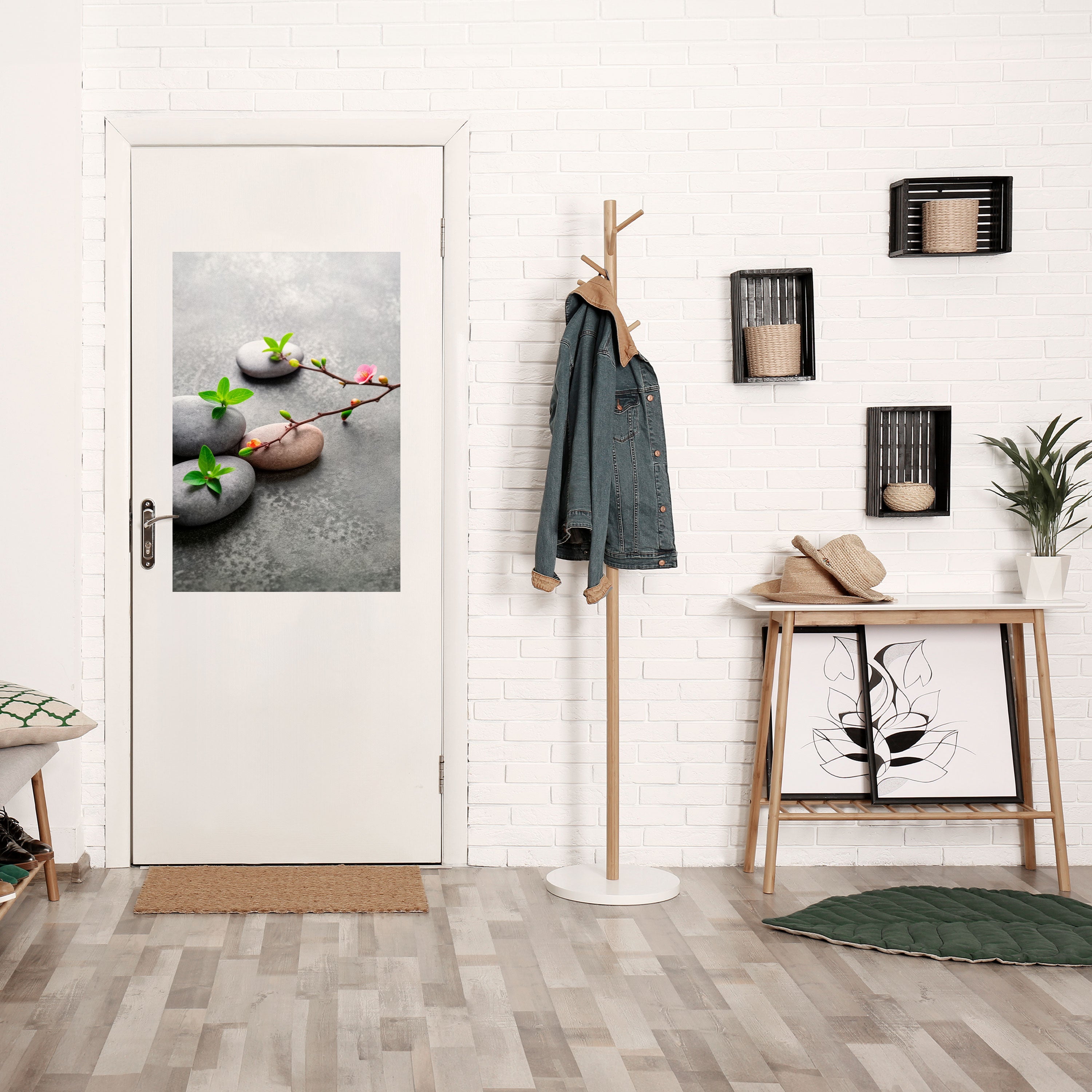 Affiche verticale autocollante PIERRES ET FLEURS