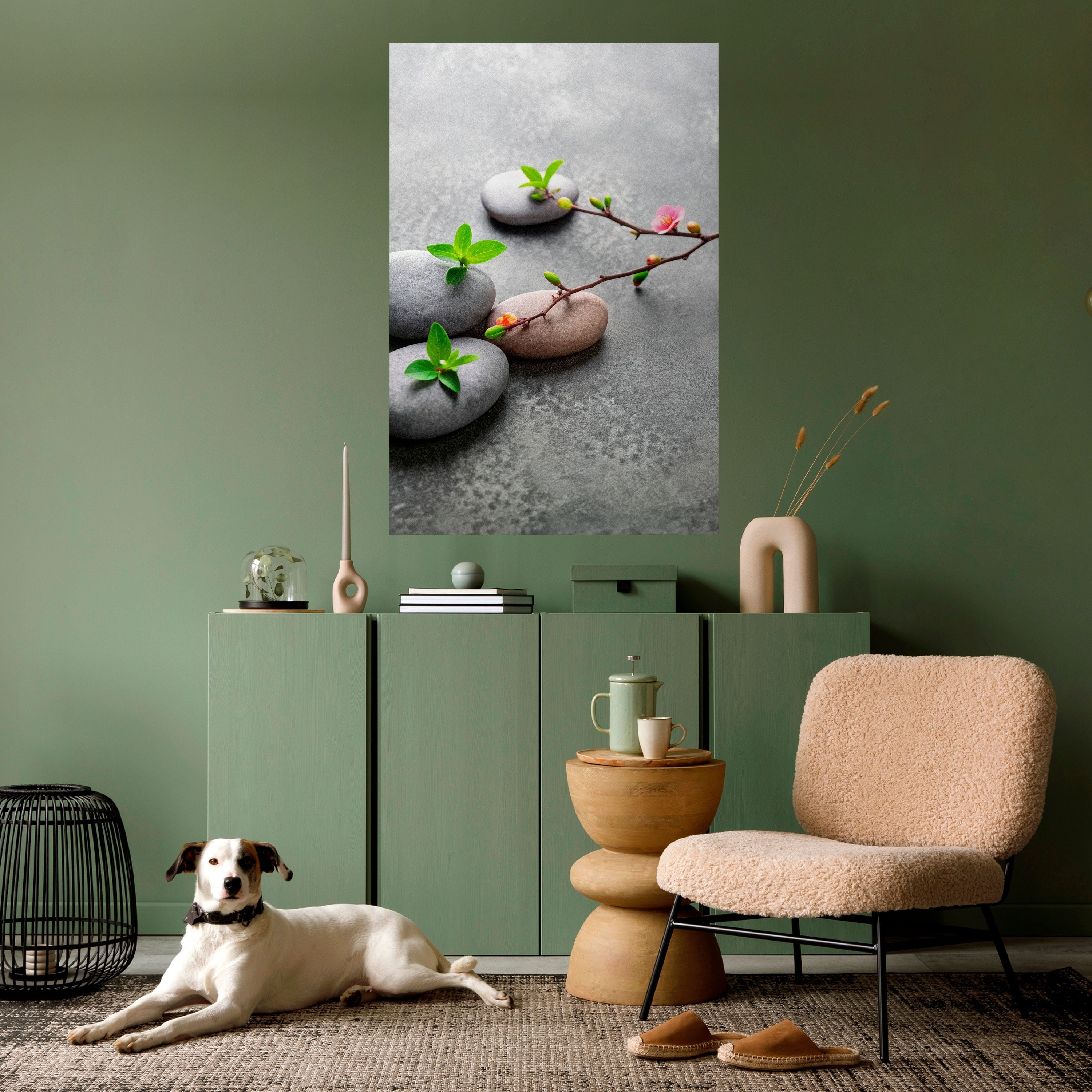 Affiche verticale autocollante PIERRES ET FLEURS