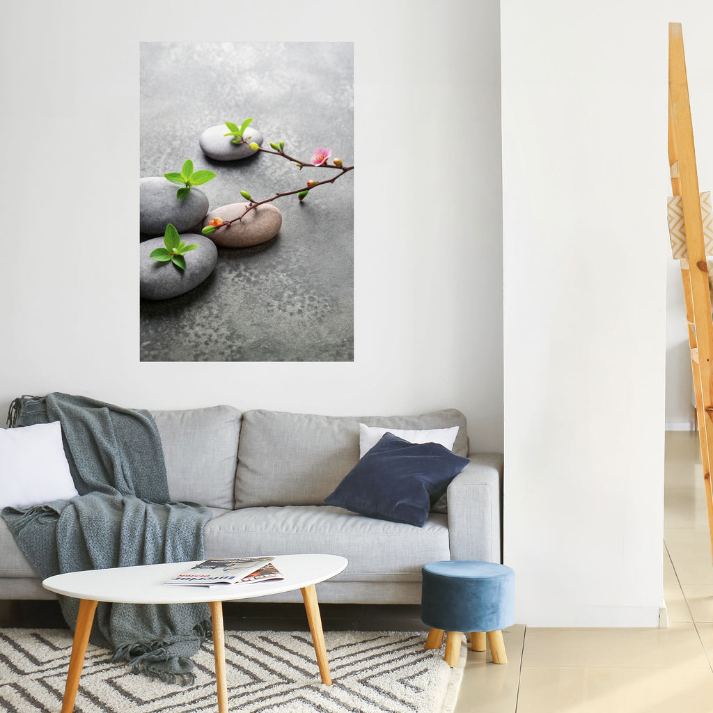 STONES AND BLOSSOMS Peel and Stick Vertical Poster