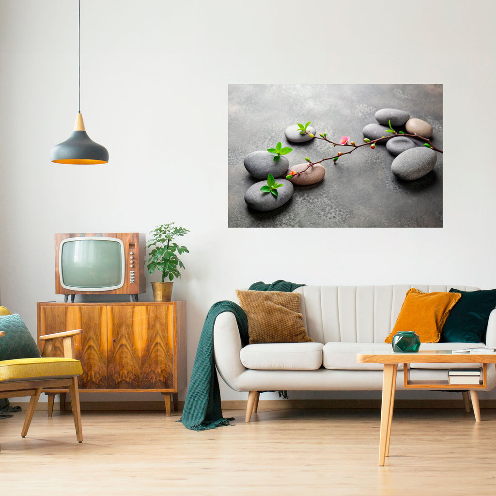 Affiche horizontale autocollante PIERRES ET FLEURS