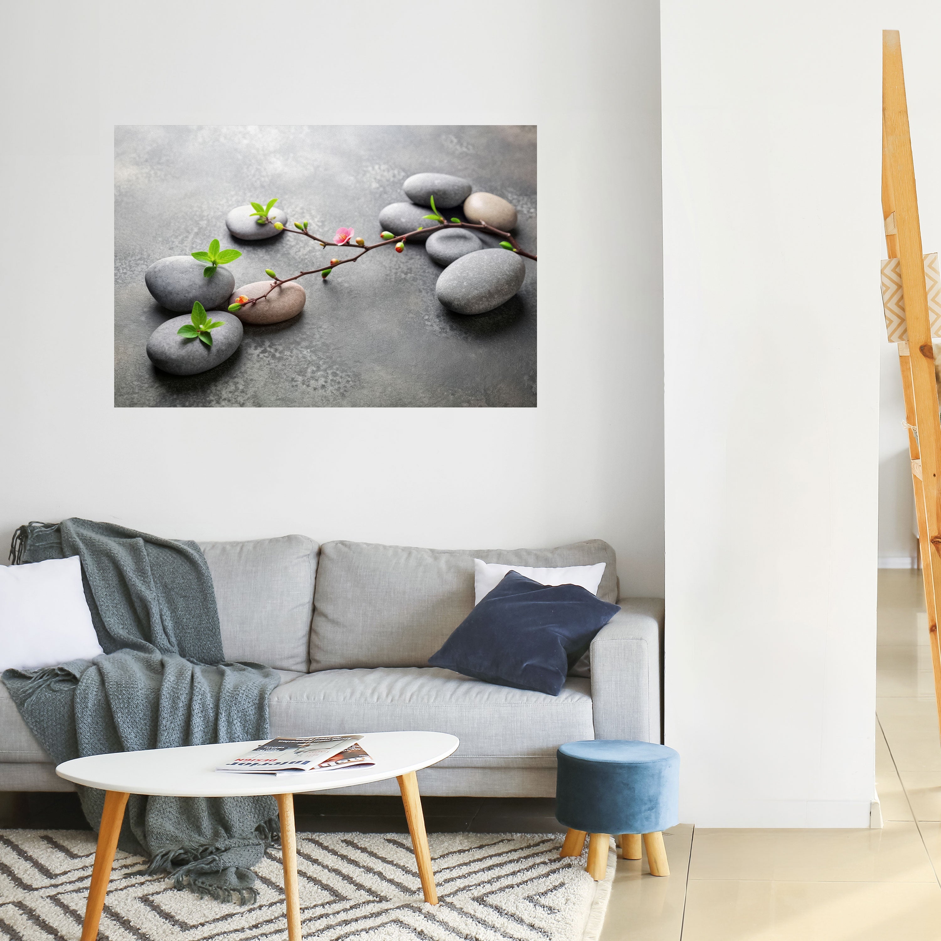 Affiche horizontale autocollante PIERRES ET FLEURS