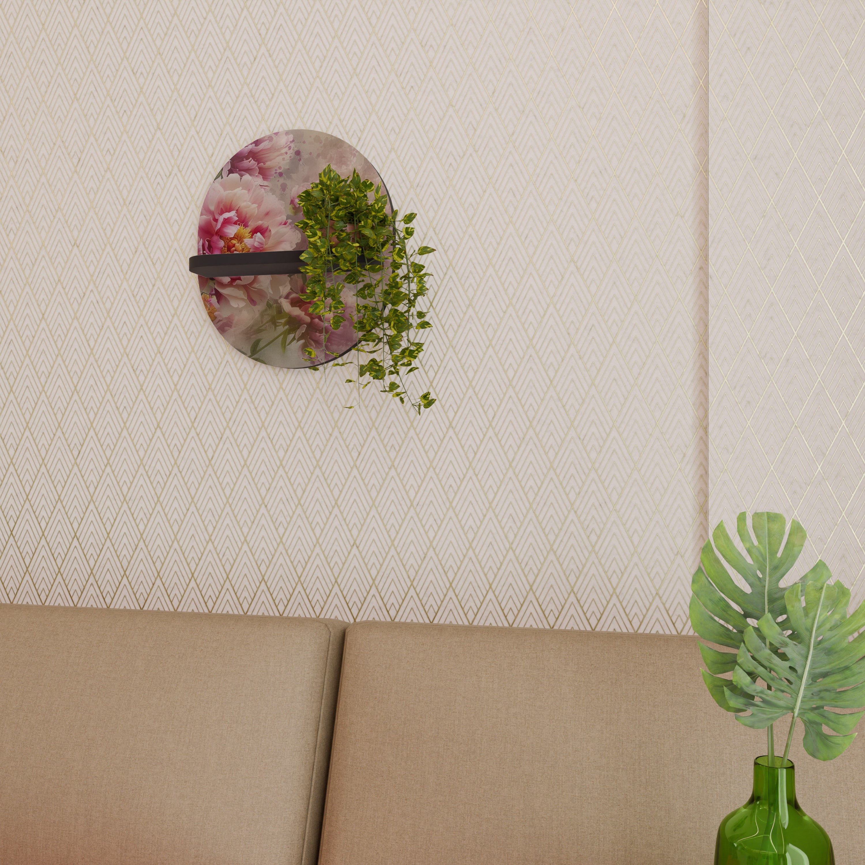 Étagère ovale PEONY WHISPER en finition noire