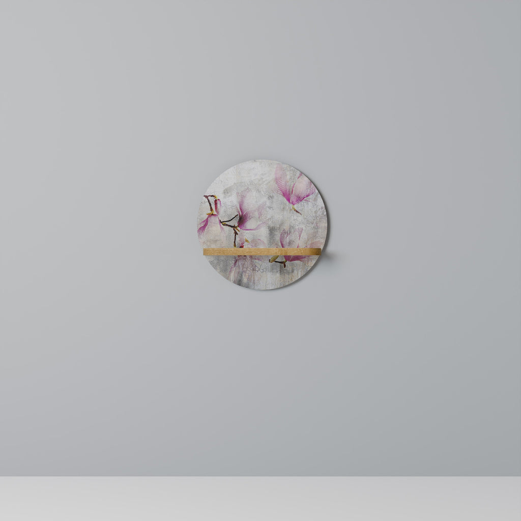 Étagère d'art ronde PEONY WHISPER effet chêne