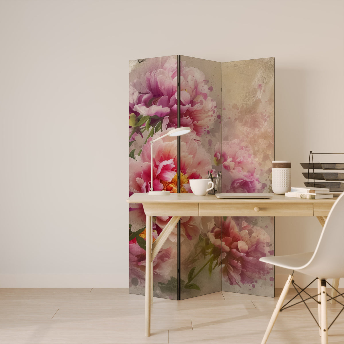 PEONY WHISPER Decorative 3-Panel Room Divider
