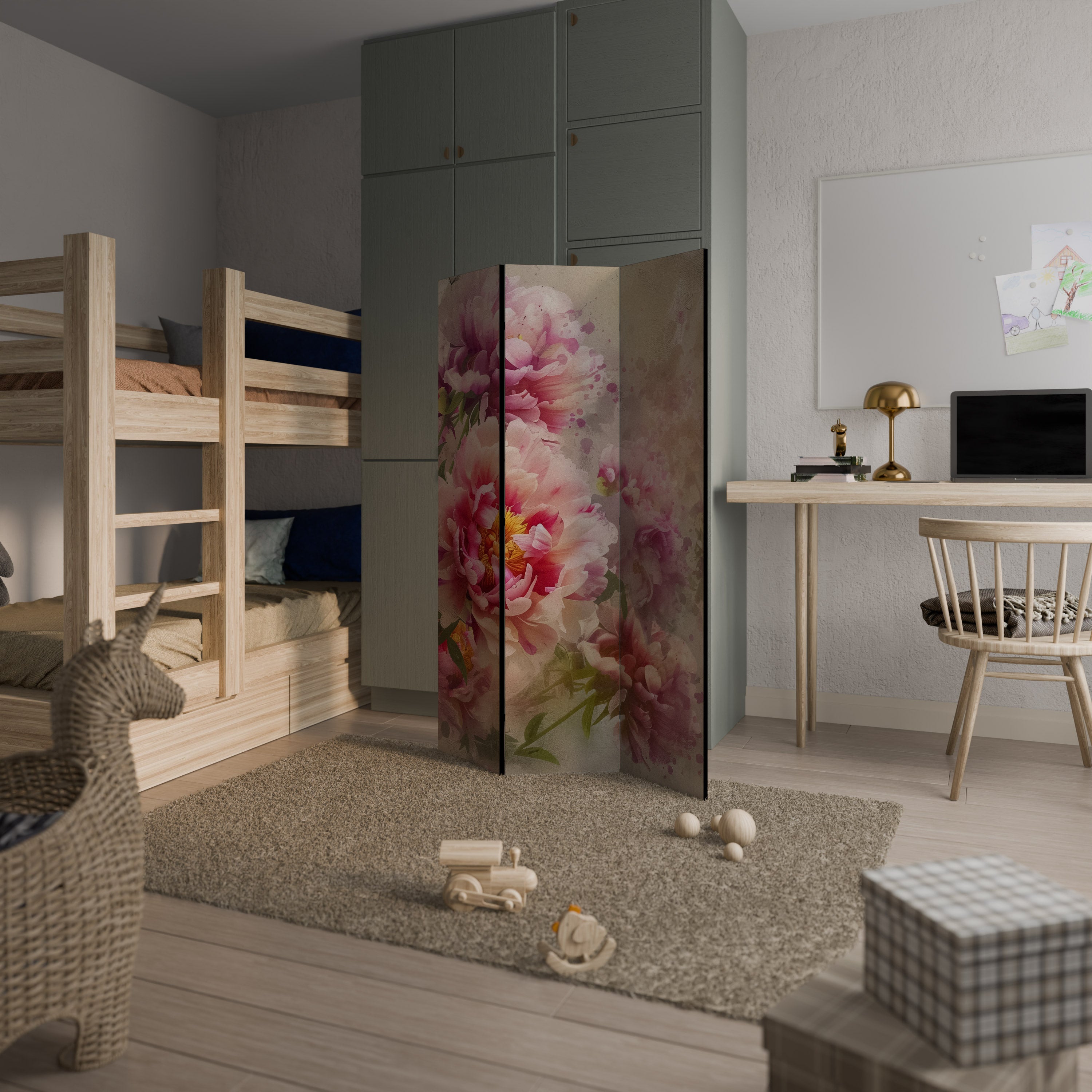 PEONY WHISPER 3-Panel Room Divider