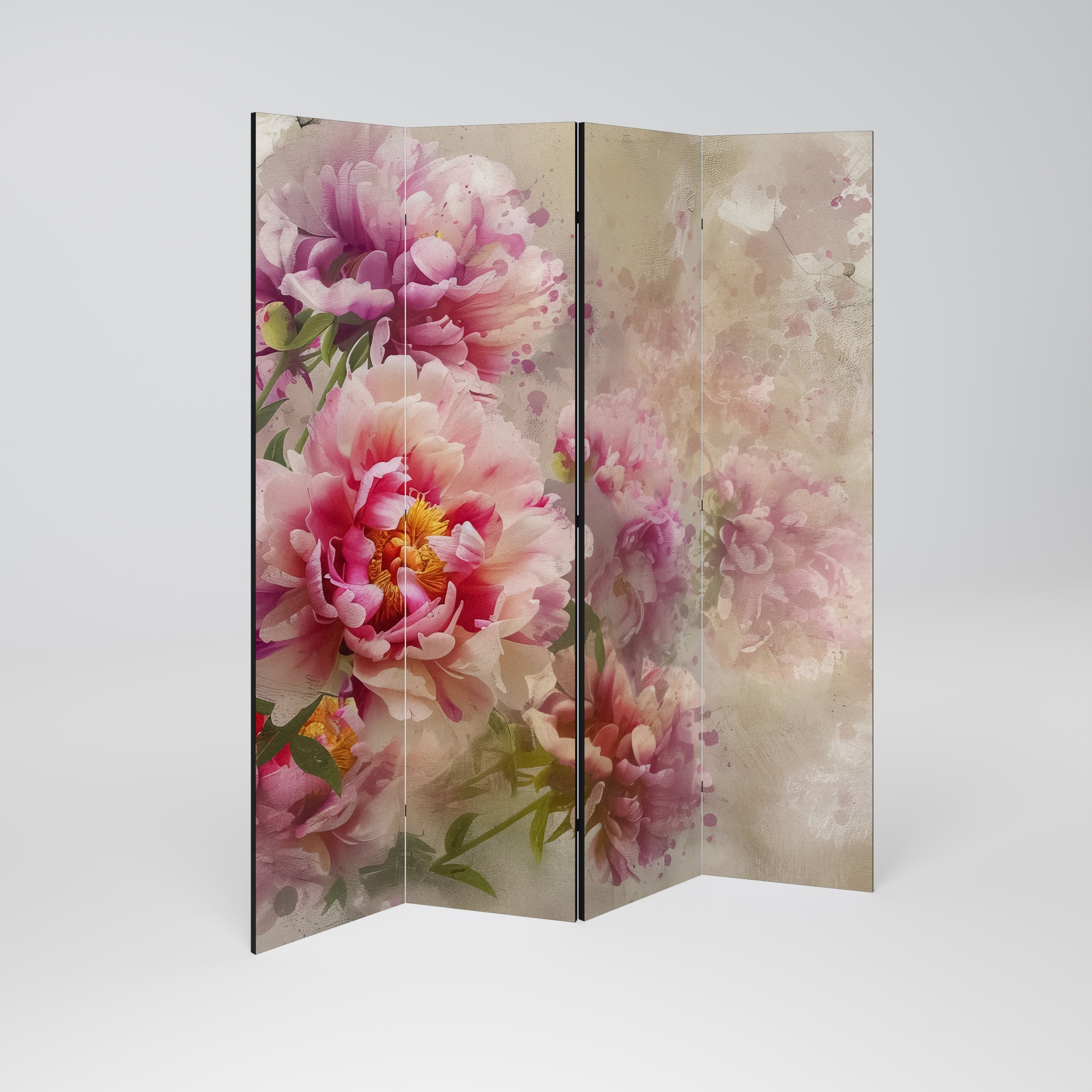 Cloison décorative à 4 panneaux PEONY WHISPER