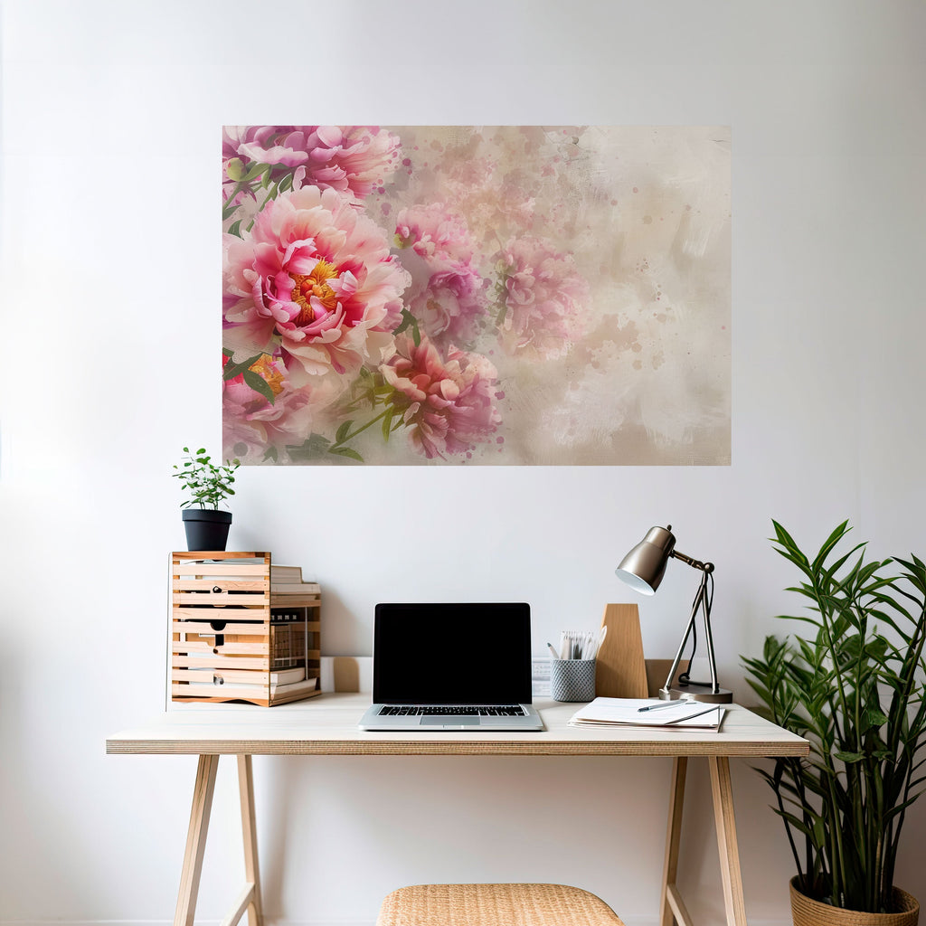 Affiche horizontale autocollante PEONY WHISPER