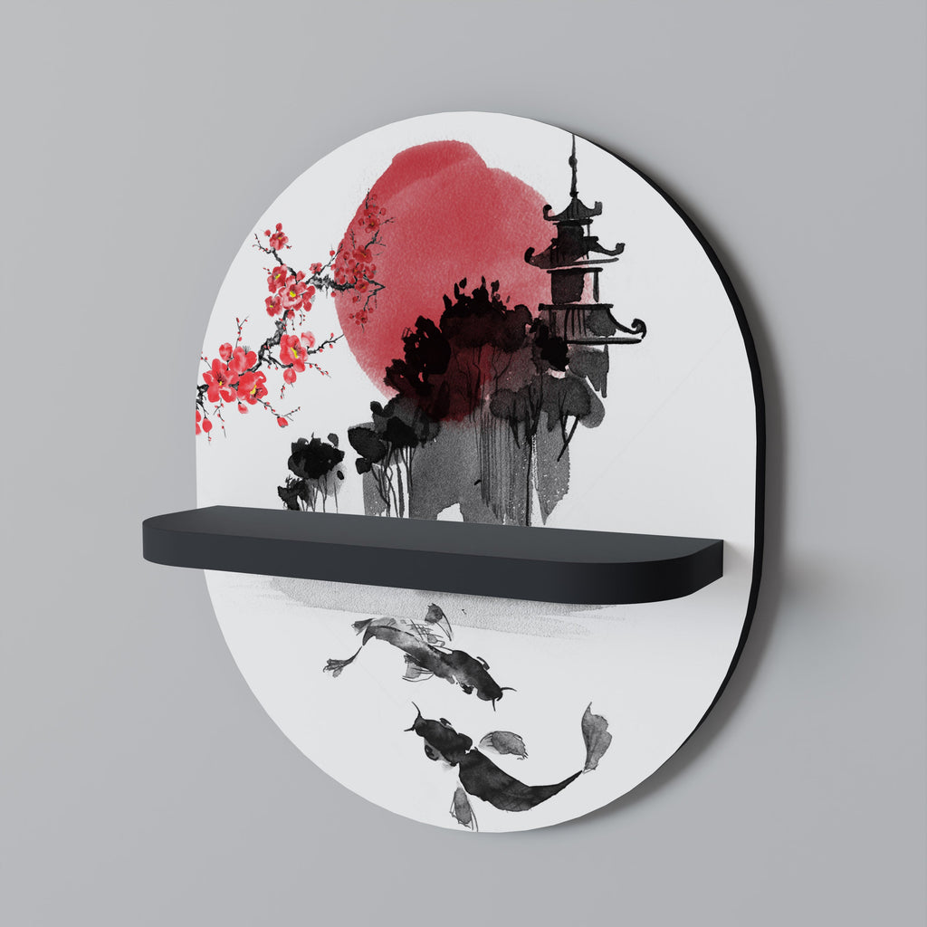 Étagère d'art ovale CHERRY SHADOWS en finition noire