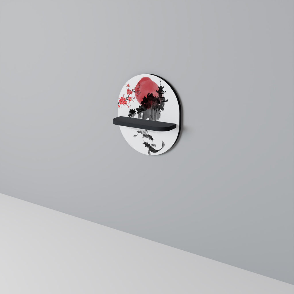 Étagère d'art ovale CHERRY SHADOWS en finition noire