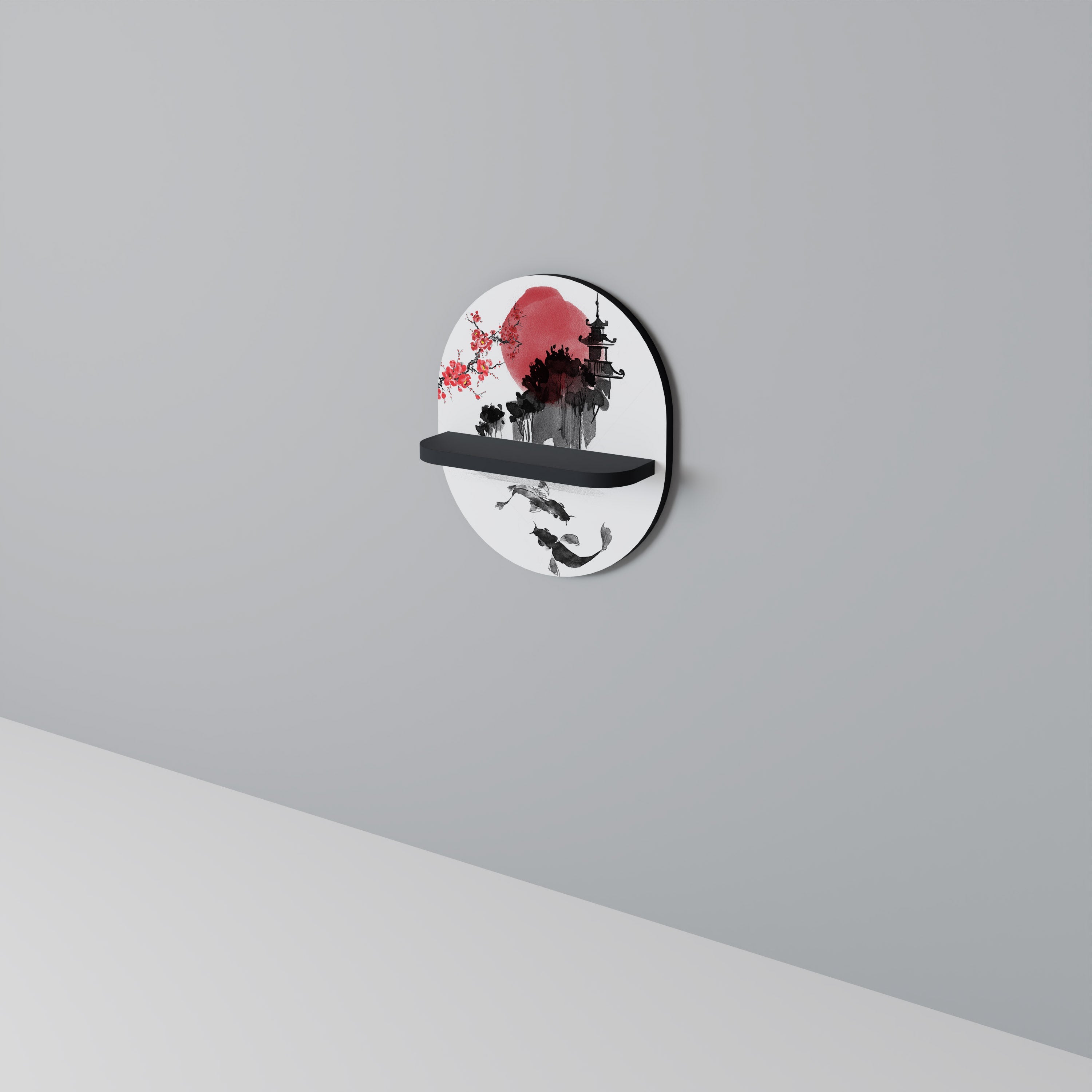 Étagère d'art ovale CHERRY SHADOWS en finition noire