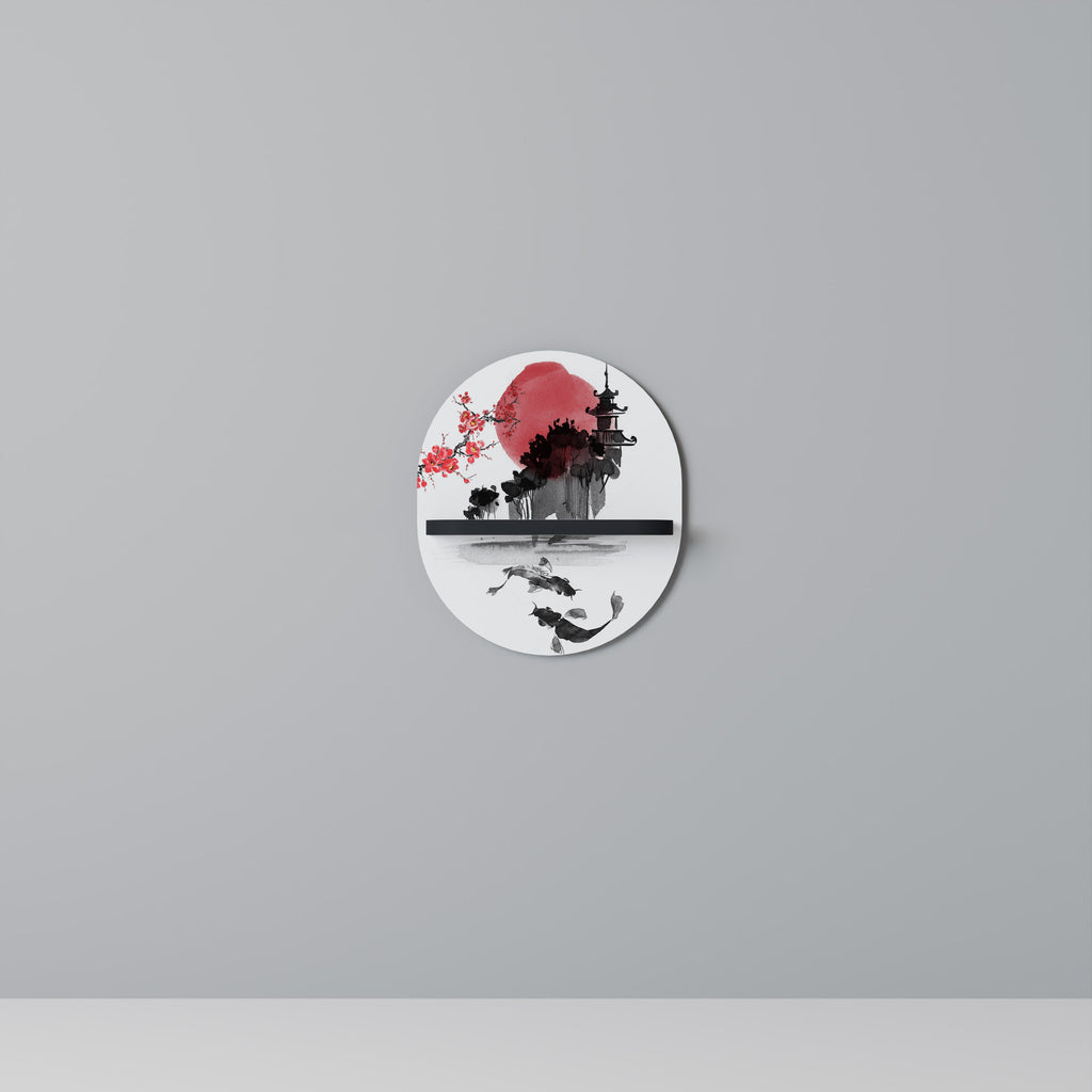 Étagère d'art ovale CHERRY SHADOWS en finition noire