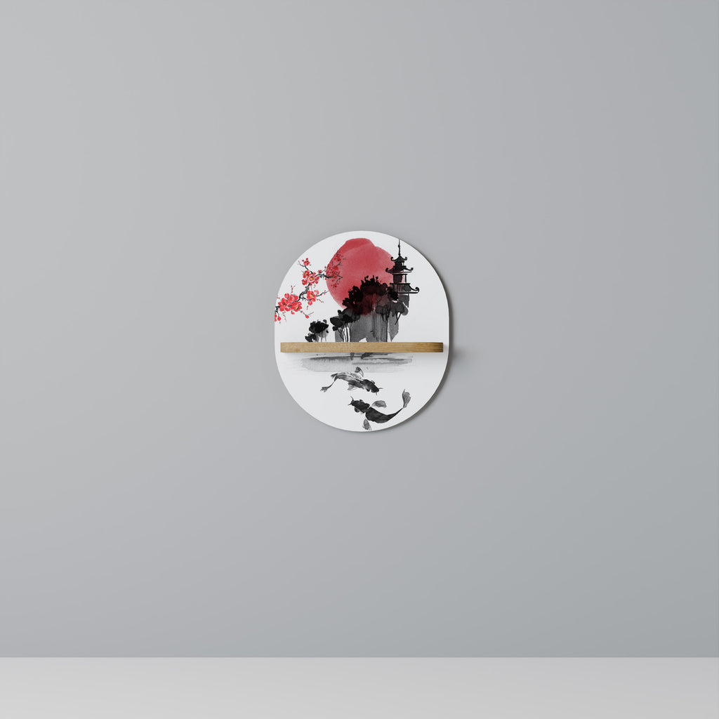 Étagère d'art ovale CHERRY SHADOWS effet chêne