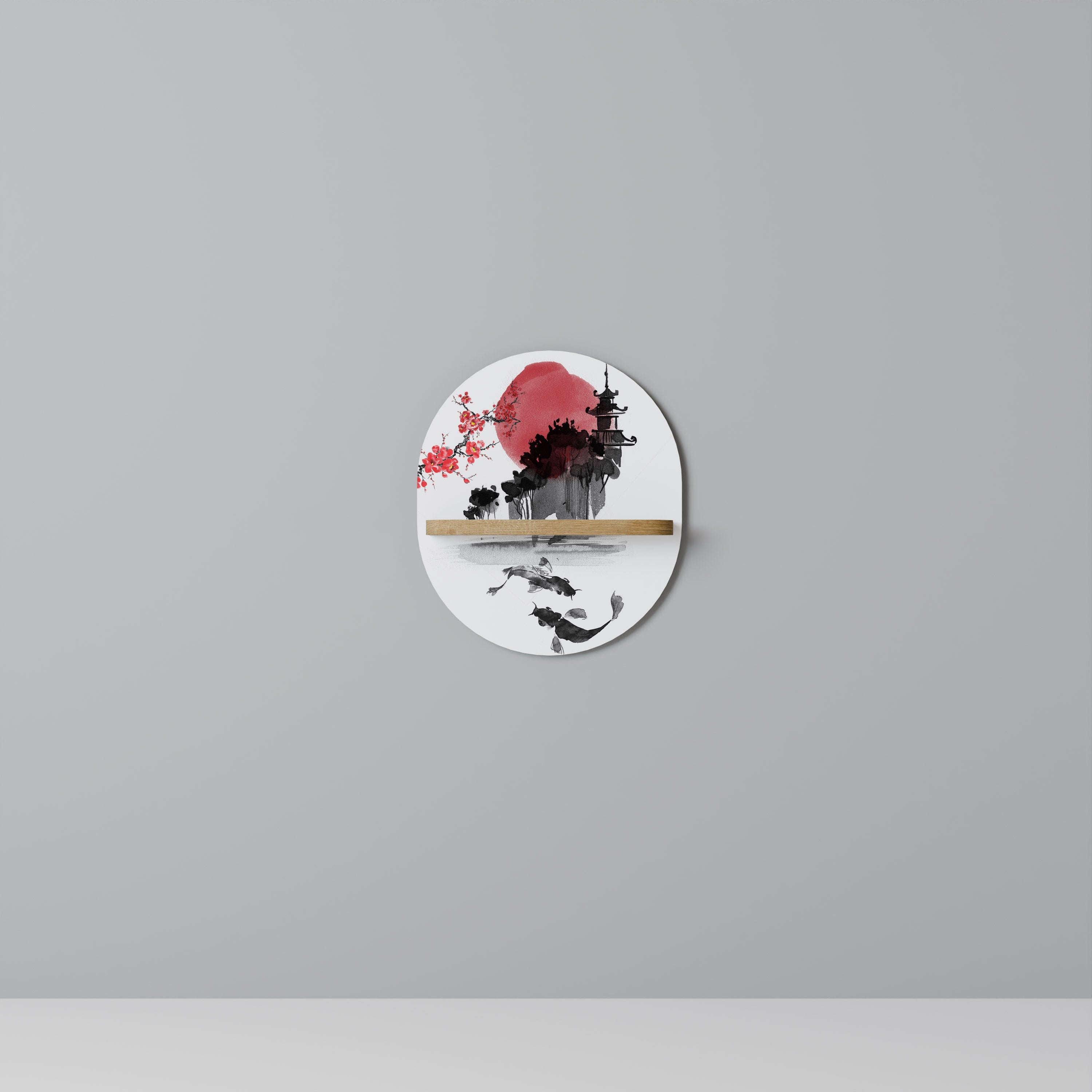 Étagère d'art ovale CHERRY SHADOWS effet chêne