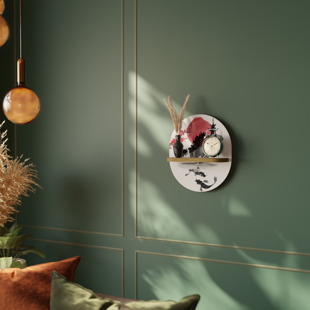 Étagère d'art ovale CHERRY SHADOWS effet chêne