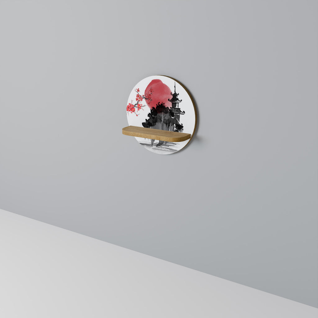 Étagère d'art ronde CHERRY SHADOWS effet chêne