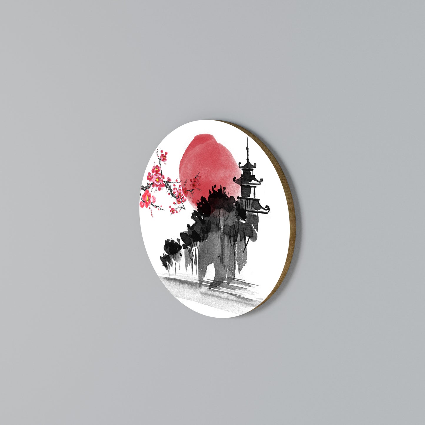 CHERRY SHADOWS Round Wall Art