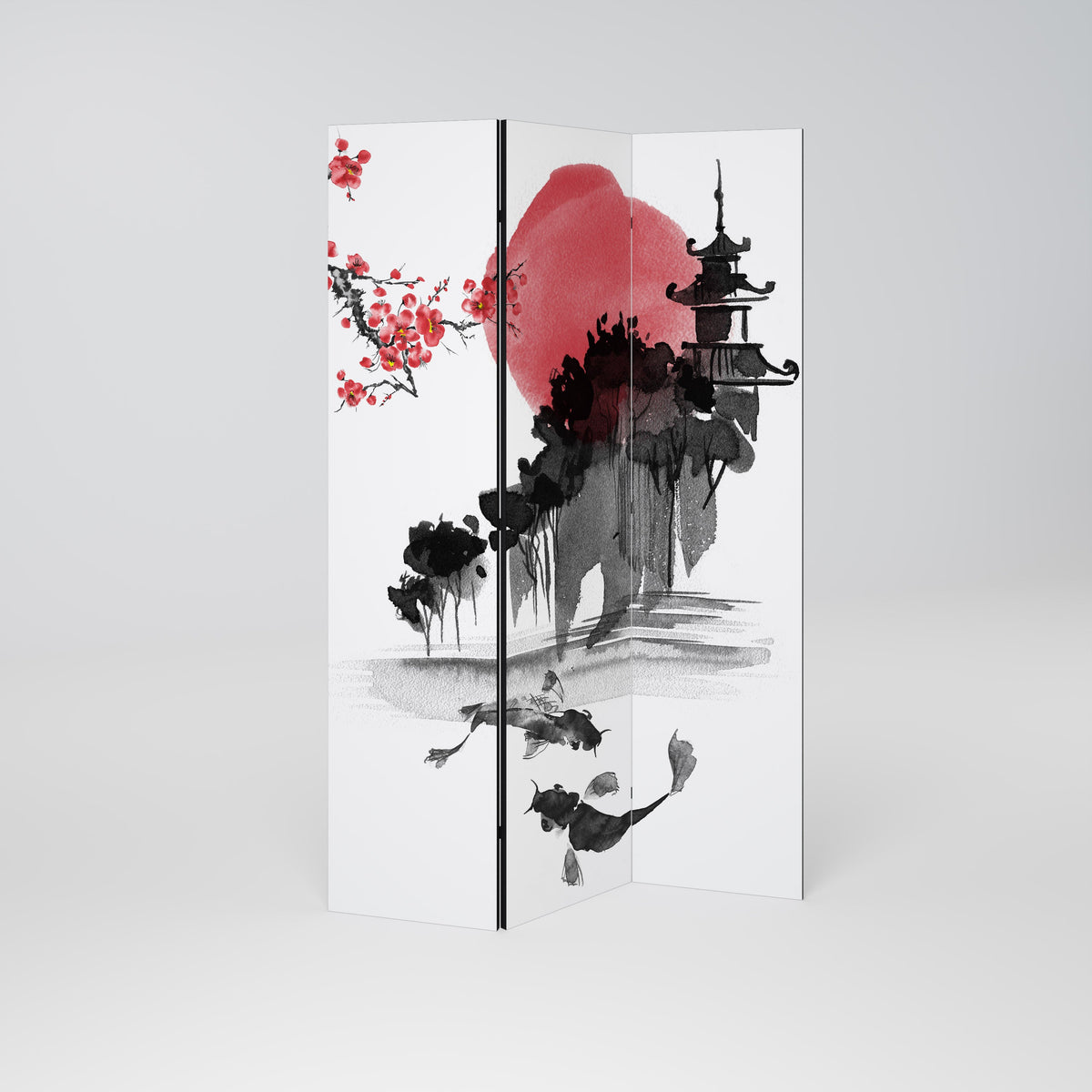 CHERRY SHADOWS Decorative 3-Panel Room Divider