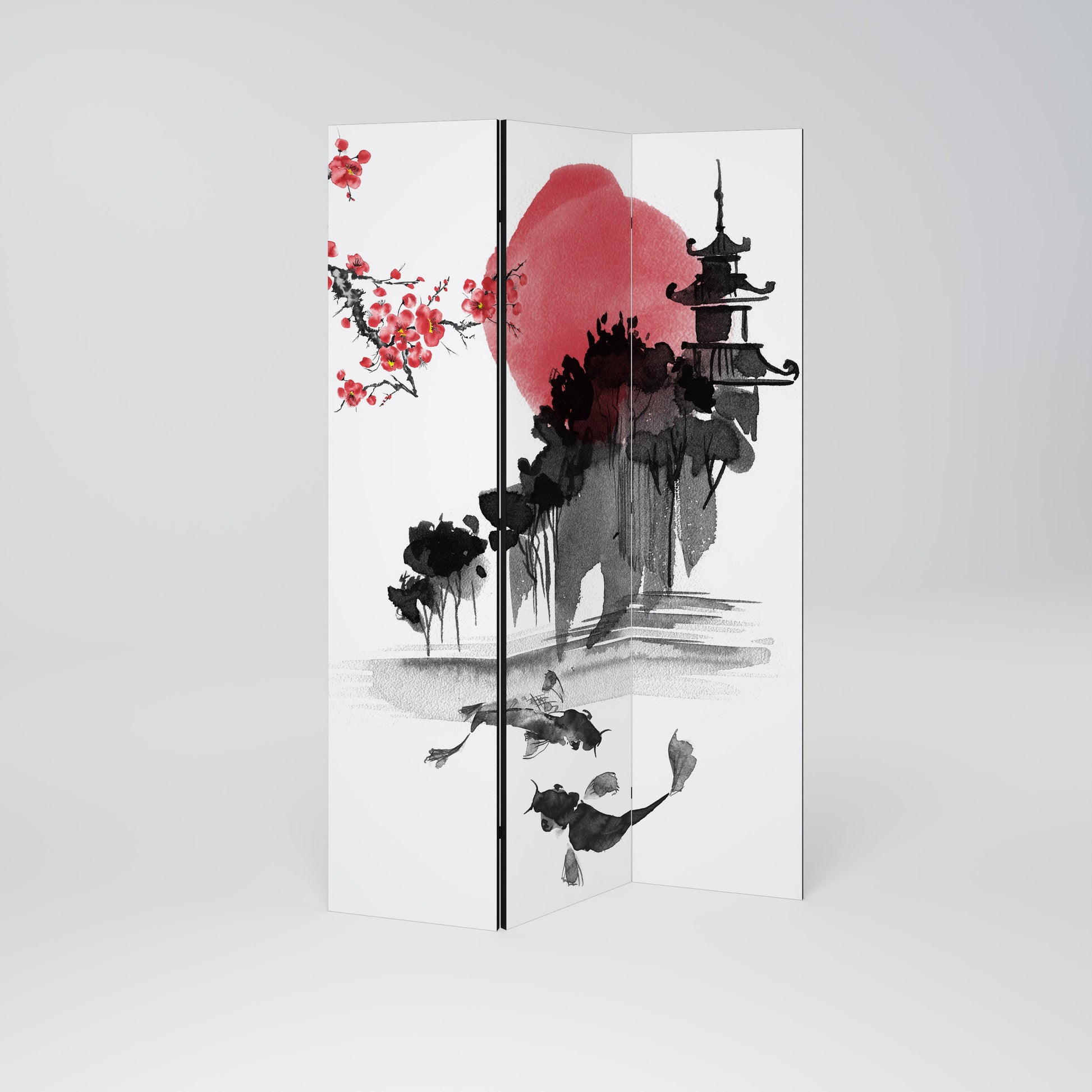 CHERRY SHADOWS Decorative 3-Panel Room Divider