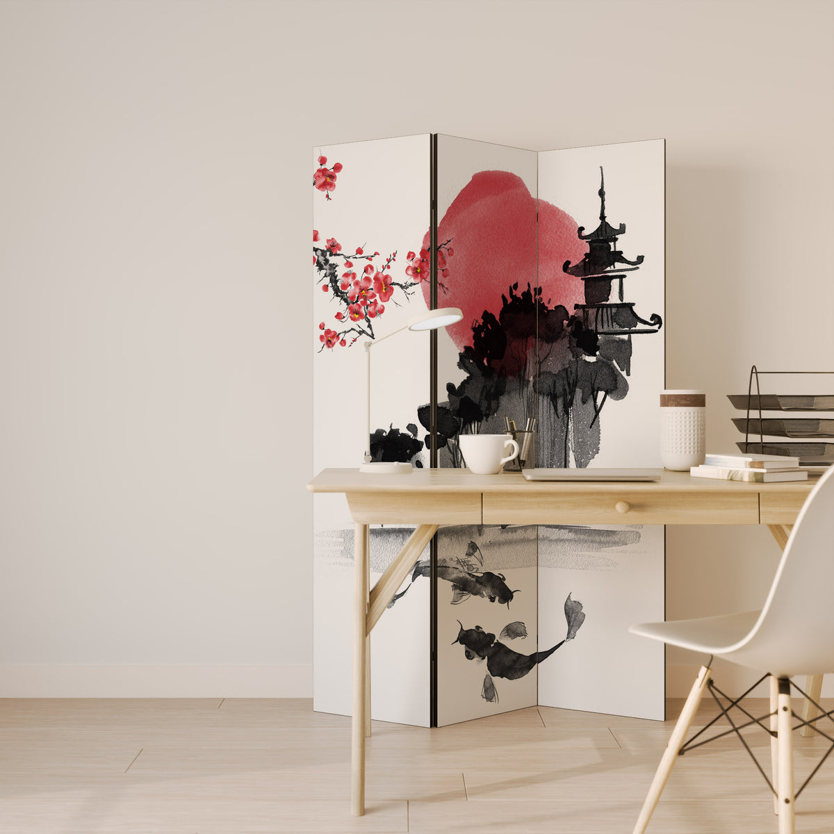 CHERRY SHADOWS 3-Panel Room Divider